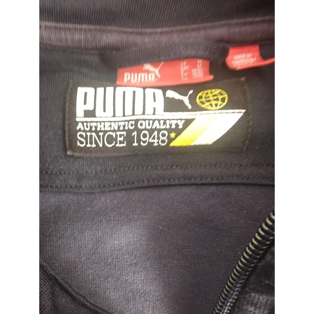 Puma Track Jacket Men's Medium Navy Full Zip Athletic Jacket Embroidered Logo